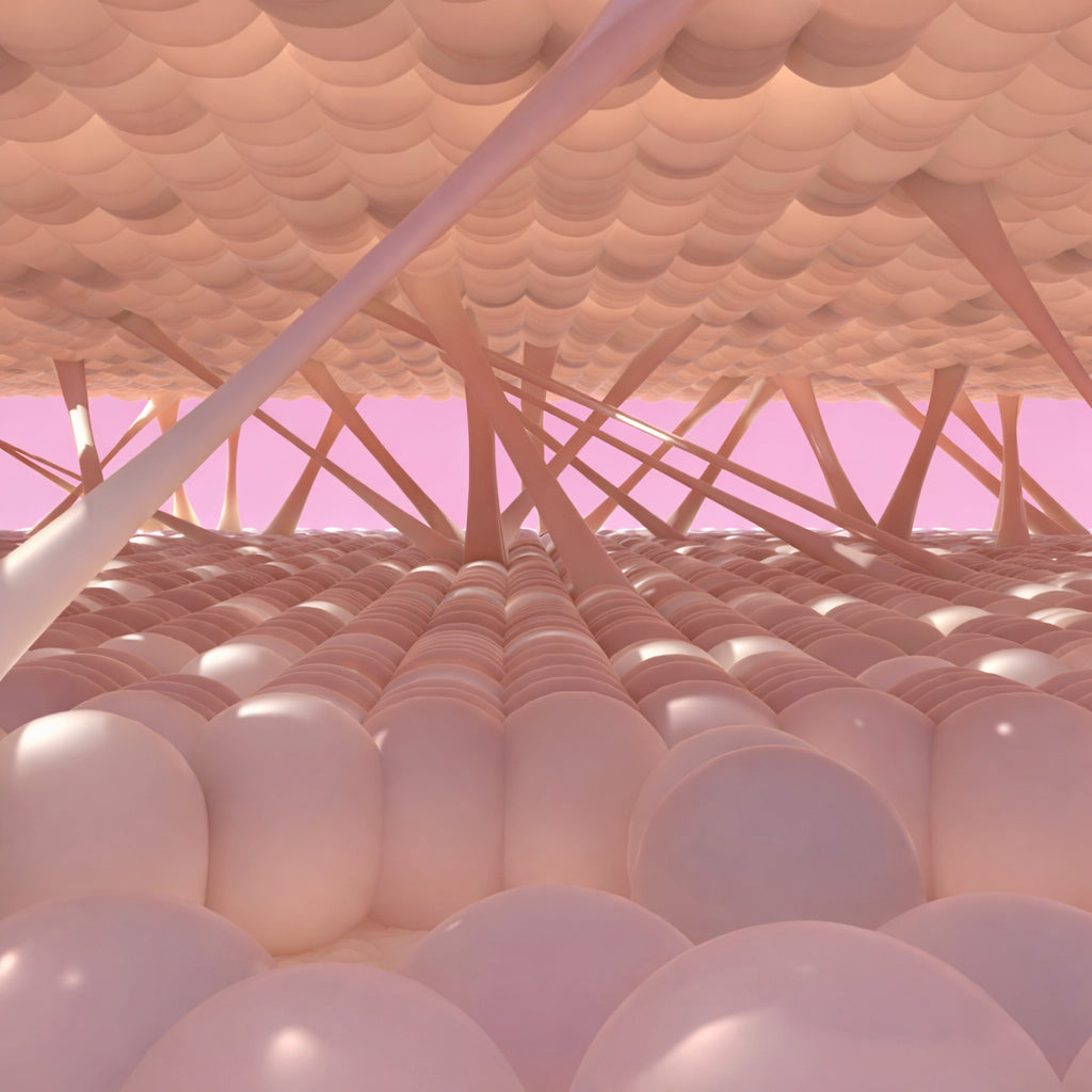 An illustration of the fibres that run through the deeper layer of skin