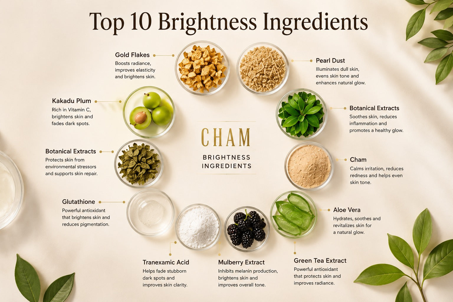 Top 10 Ingredients for Brightness and Radiance Creams